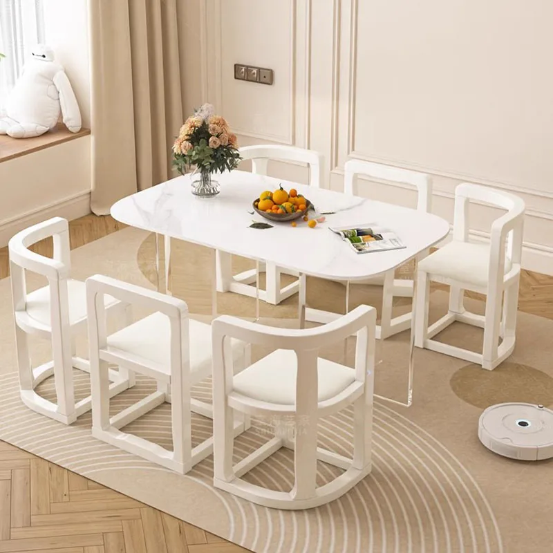 

Rectangle White Dining Table Modern Living Waterproof Industrial Dining Table 8 People Nordic Table A Manger Kitchen Furniture