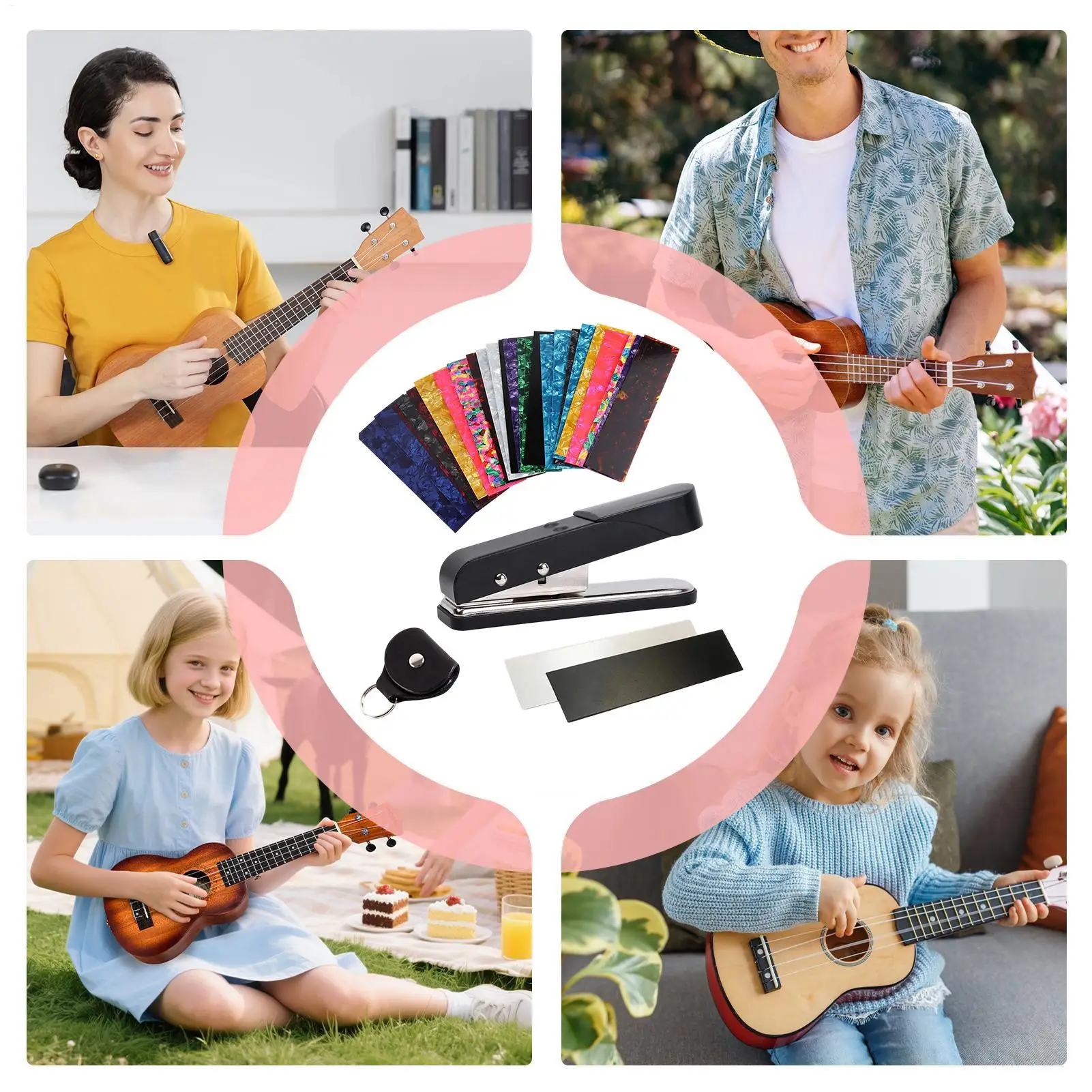 DIY Guitar Pick Kit Metal Tool With Holder And 25 Strips Guitar Pick Making Kit For Players Enthusiasts Beginners Music Students