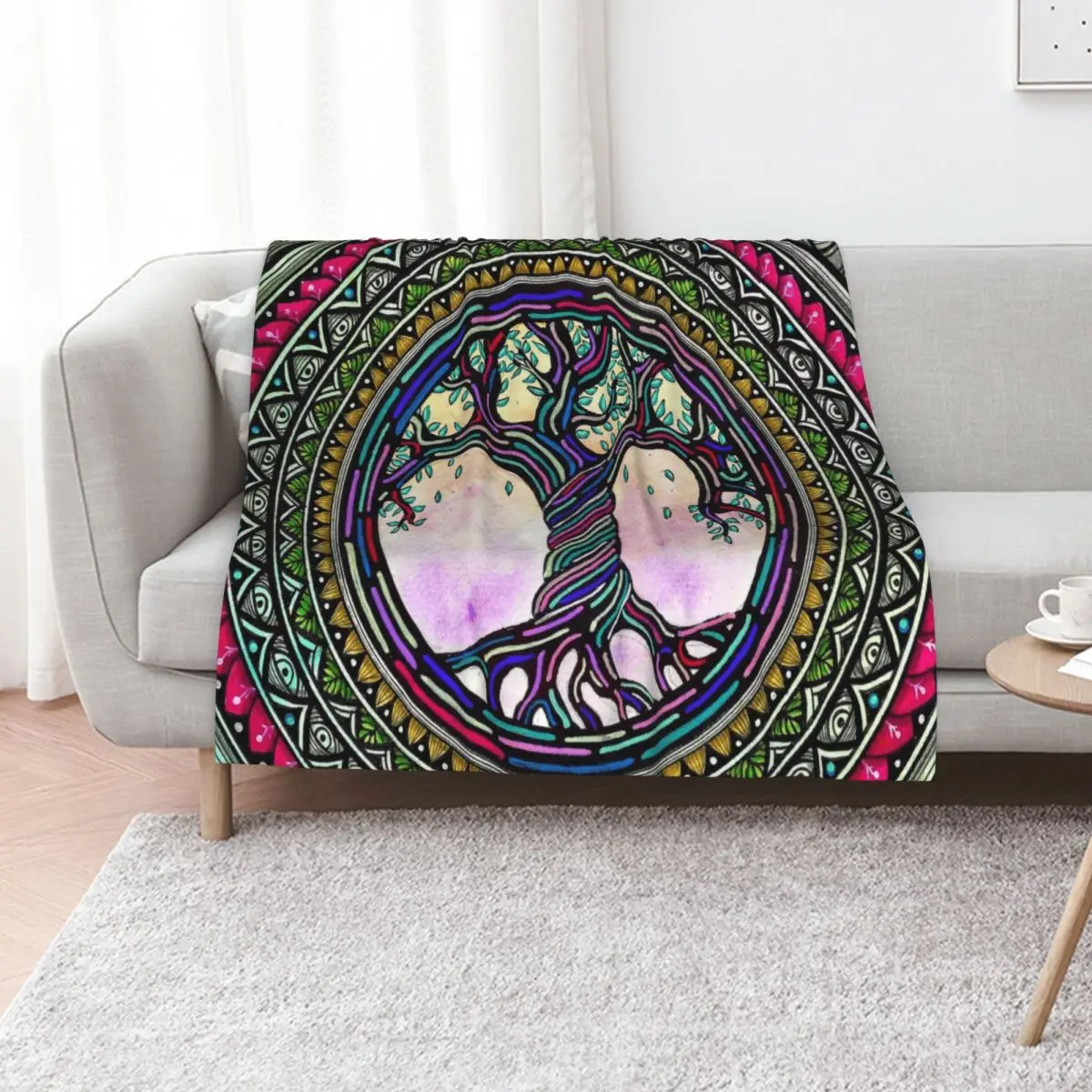 Tree of Life Mandala Throw Blanket Cute sofa bed Large Travel Bed Plaid Blankets