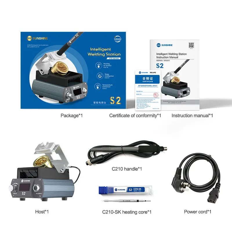 Sunshine S2 High Precision Intelligent Soldering Station Quick heating Universal C210 series soldering iron tips Soldering Tools