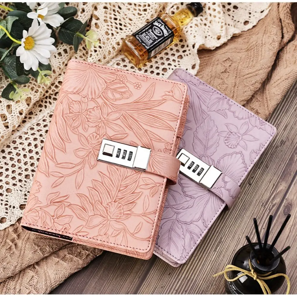 

224 Pages B6 Notebook Protecting Secrets Thickened Password Book with Lock PU Leather Cover Wear-resistant Diary Book