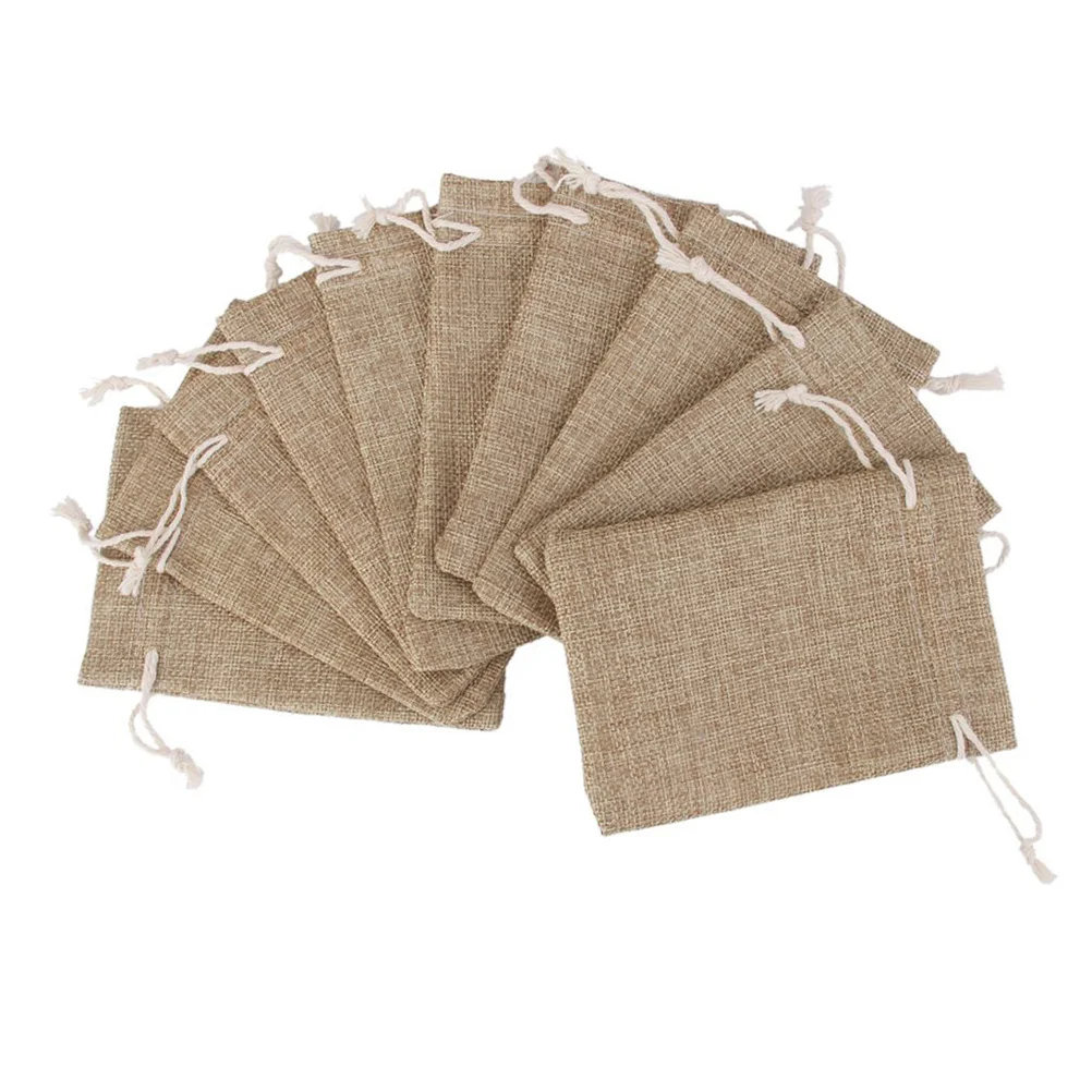

10Pcs Linen Burlap Jewelry Bags Drawstring Storage Pouches 135x95cm Gift Sweets Wedding Favor Jute Pouches Linen Bag