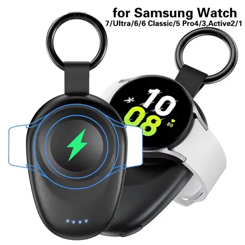 NEWDERY Caricatore portachiavi magnetico per Samsung Galaxy Watch 7/Ultra/6/6 Classic/5 Pro/4/3,Active2/1 Power Bank wireless portatile