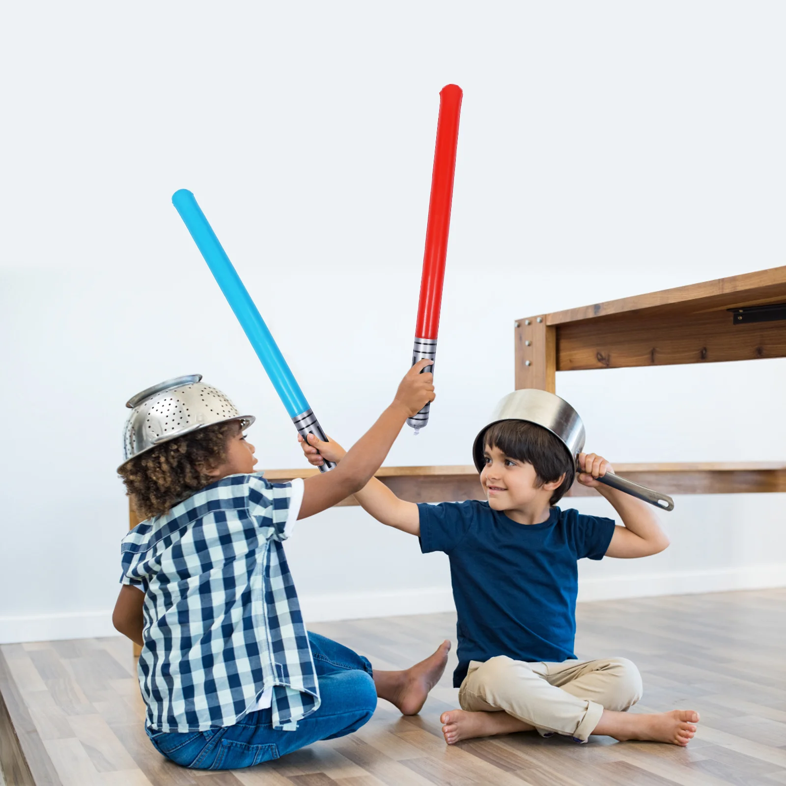 Espada de sable de luz inflable para niños, juego de decoración de fiesta, juego divertido al aire libre, juguetes de regalo para niños sin fugas, 6 uds.