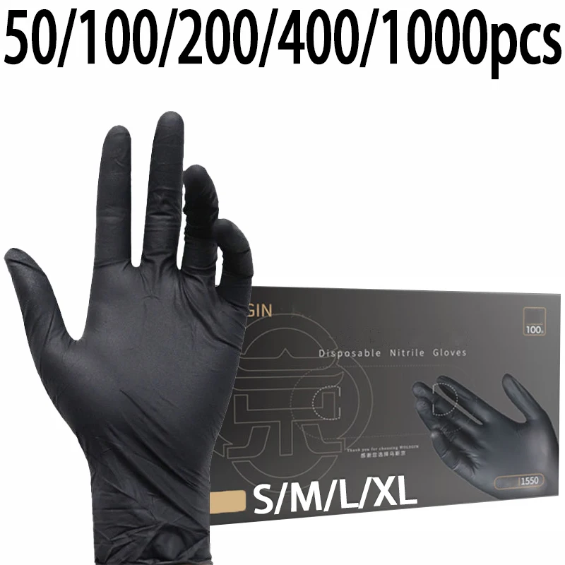 

50/100/200/400/1000 шт. одноразовые нитриловые перчатки, подходят для кухни, тату, красоты, ухода за домашними животными и инструментов для чистки продуктов питания