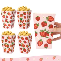 Sweet Strawberry Popcorn Box Birthday Party Decorations Kid Pink Party Supplies Candy Cookie Box Wedding Party Favors