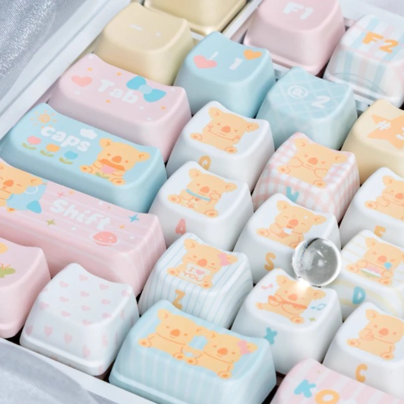 Lotte Little Bear Biscuits Cute Keycaps Custom Cherry Profile Mao Cat Head Yellow Round Mechanical Keyboard Keycaps for gift