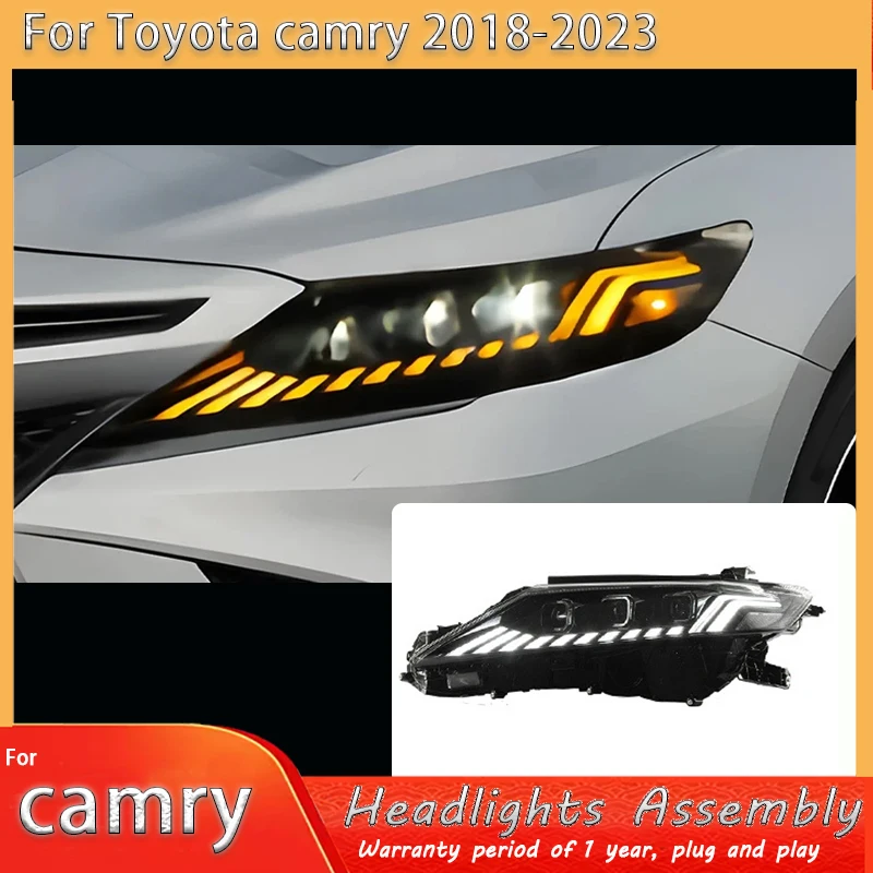 

2 шт. авто фары для Toyota Camry 2018-2023, передняя лампа, модифицированная фара DRL, полностью светодиодный объектив проектора, инструмент, автомобильные детали, аксессуары