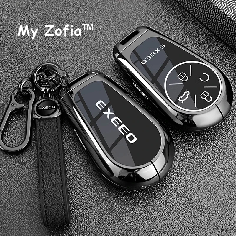 

For Car Key Ring For Chery Exeed VX RX CDM LX TXL PHEV Car Alloy Key Case Modified Key Fob Case Cover Fob Protector Accessories