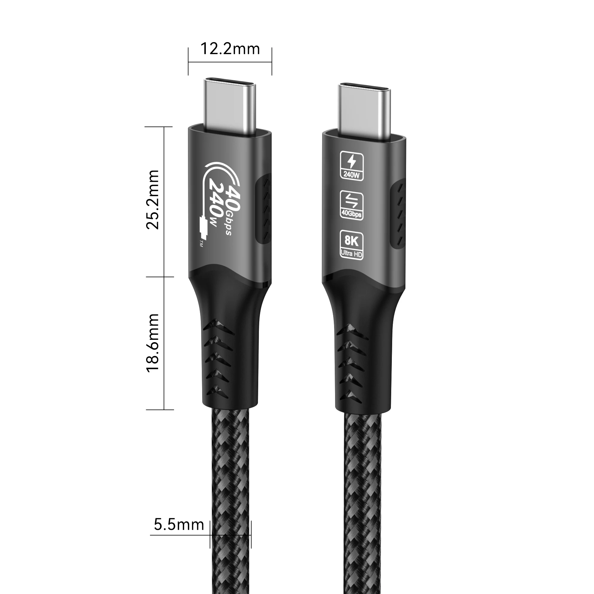 240W Fast Charging Cable USB4 Type C Cord 8K 60HZ 40Gbps Full Function Compatible For Thunderbolt 3 4 Apple iphone15 Pro Max