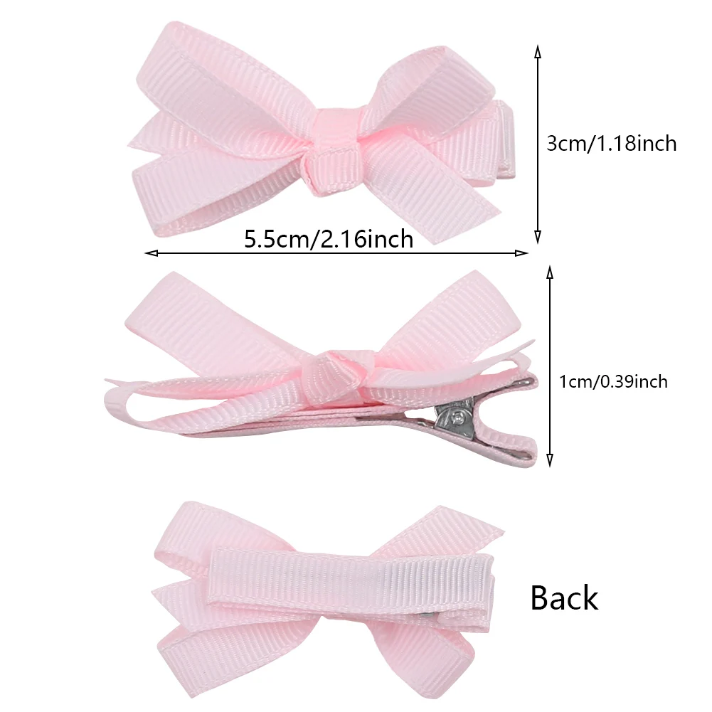 10Pcs/Lot 5.5cm Candy Color Hair Clips Mini Solid Ribbon Bows Baby Girls Hairgrips Hairpins Boutique Barrettes Colorful Headwear