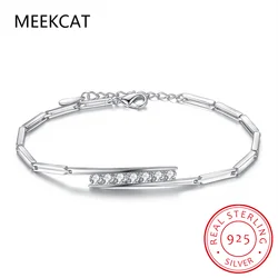 Real 925 Sterling Silver Delicate Luxury Dazzling CZ Tennis Chain Bracelet Pulseiras For Women Wedding Fine S925 Jewelry DA1715