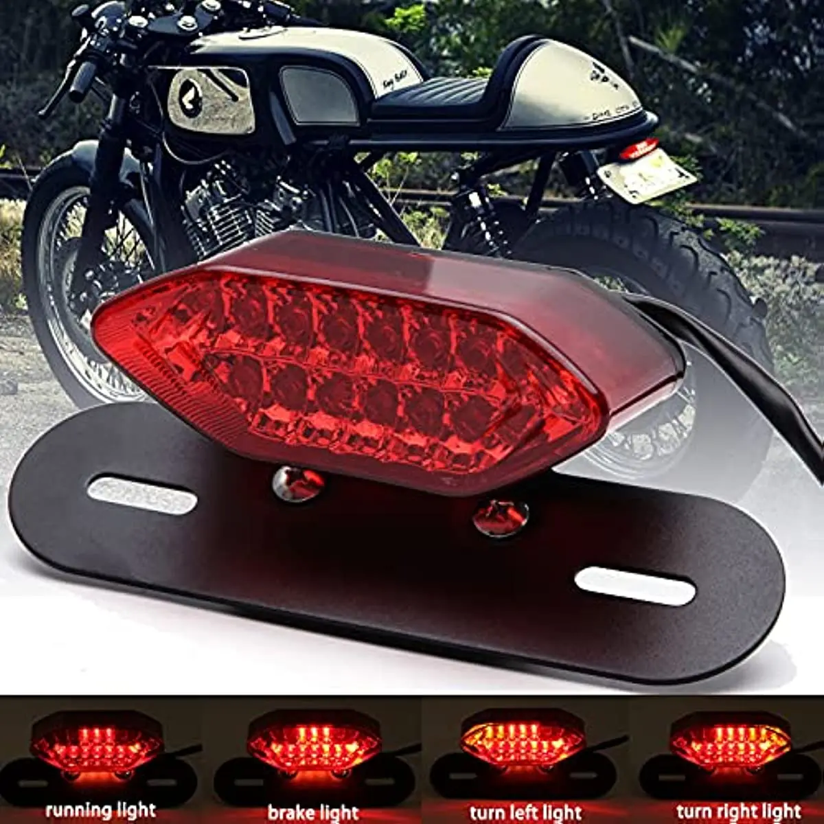 LAICY Motorcycle Integrated Running Lamp Brake Turn Signal Tail Light with License Plate Bracket for Street Bike Cruiser Chopper