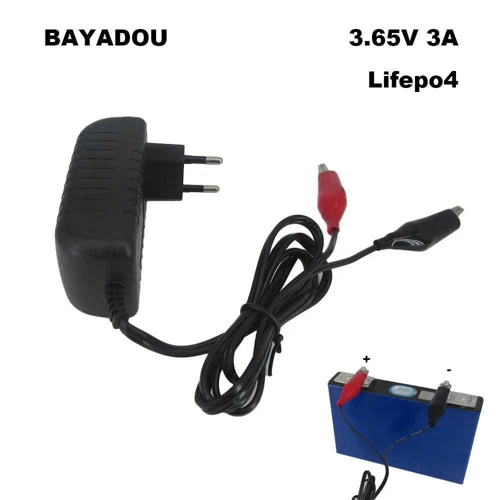 3.65V 2A 3A Lifepo4 Charger for 3.2V 3.3V 1S 10AH 20AH Iron Phosphate Battery Cell Charger Adapter 100 - 240V AC EU Plug Clip