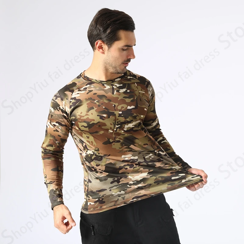 Camouflage 3d Print Long Sleeve Tshirt Men Women Fashion Tops Tees Outdoors Camping T shirt Camo Clothing Oversized Fitness Tops