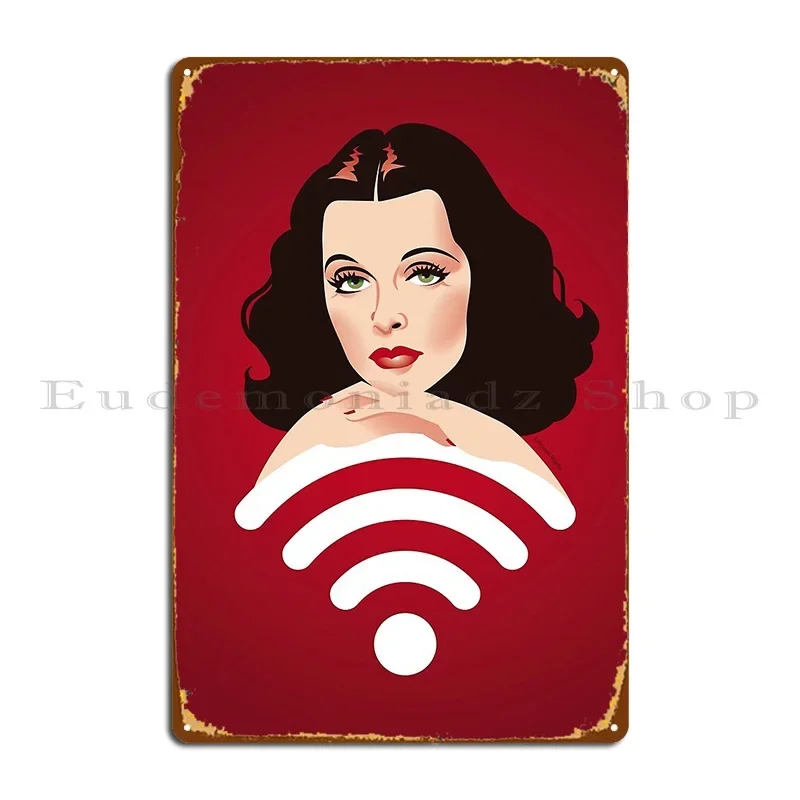 Hedy Wifi Metal Plaque Wall Decor Retro Create Wall Mural Party Club Tin Sign Poster