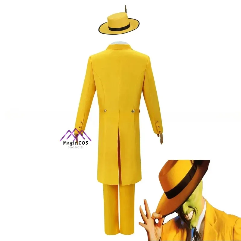 فيلم 'جيم كاري زي الرجال' الأصفر موحدة كرنفال قبعة حفلة مهرج الدعامة مجموعة قناع أخضر هالوين تمويه تأثيري sk;m1