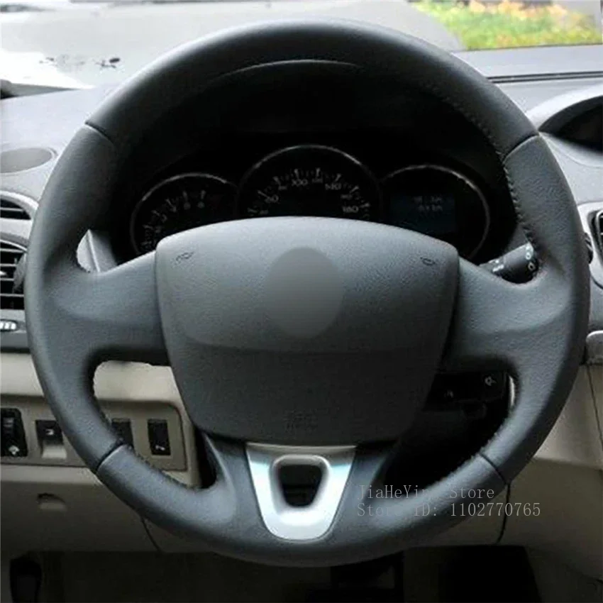 

DIY Hand-Stitched Non-slip Leather Steering Wheel Cover Wrap for Renault Fluence Fluence ZE 2009-2016 Kango Interior Accessories