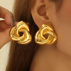 Kinitial Smooth Big Geometric Earrings For Women Exaggerated Ear Buckle Stud Earring Boho Jewelry Gift