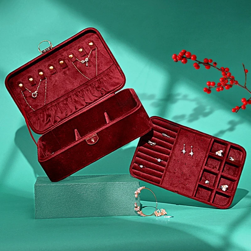 Rings jewelry Storage Box Earrings Necklace Display Case Double Layer Wedding Jewelry Boxes Small Things Organizer Cases