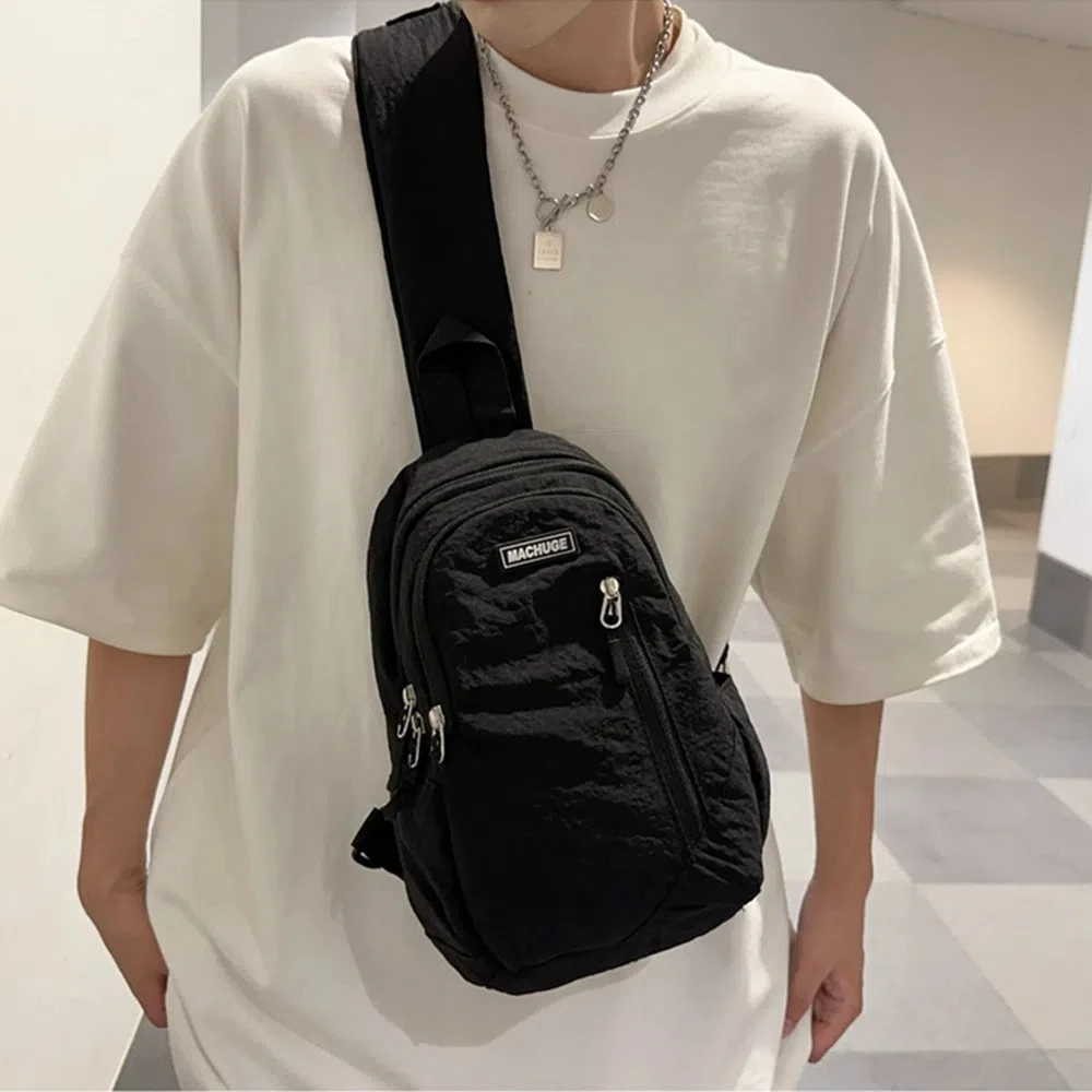 حقيبة الظهر عادية الرجال حقيبة صدر للرجال متعددة الوظائف حزام قابل للتعديل حقيبة ظهر ذات حمالة سعة كبيرة النايلون الرجال حقيبة كروسبودي للجنسين #3