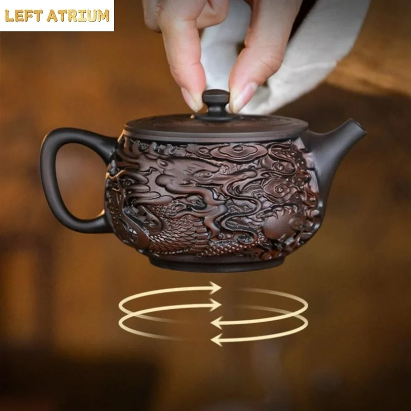 Purple Pottery Rotatable Pot Ceramic Kung Fu Teapot Single Teapot Pu'er Tea Making Device Tea Sets Chinese Tea Pot