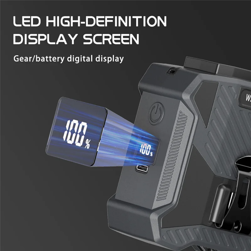 ABJF-Whirlwind مروحة عرض رقمية 5 سرعات عالية السرعة USB شحن مروحة الخصر المثبتة على الرقبة