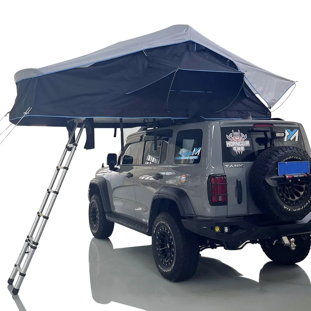 Wholesale Custom Outdoor Camping Four-Season 2-3 Person Foldable Car Soft Roof Top Tent With Ladder