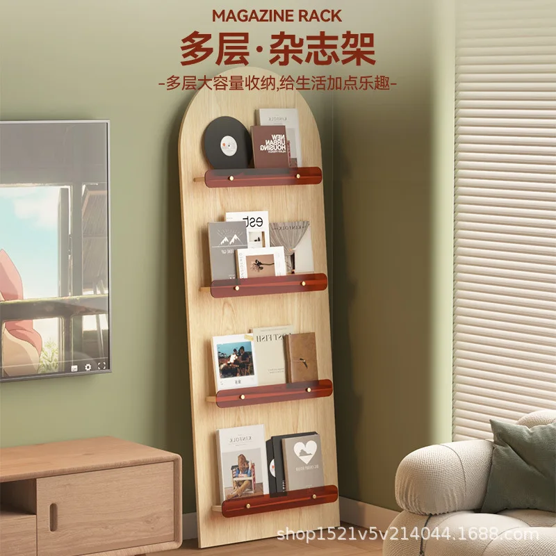 

Bookshelf Newspaper Display Rack Floor Shelf Book Information Storage Rack Vinyl Display Magazine Picture Book Rack