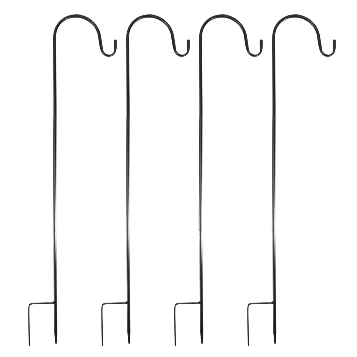 A20I 4 Pcs Adjustable Shepherd Crook Hooks,Festoon Pole with Base,Garden Border Hook for String Lights,Flower Ball,Plant