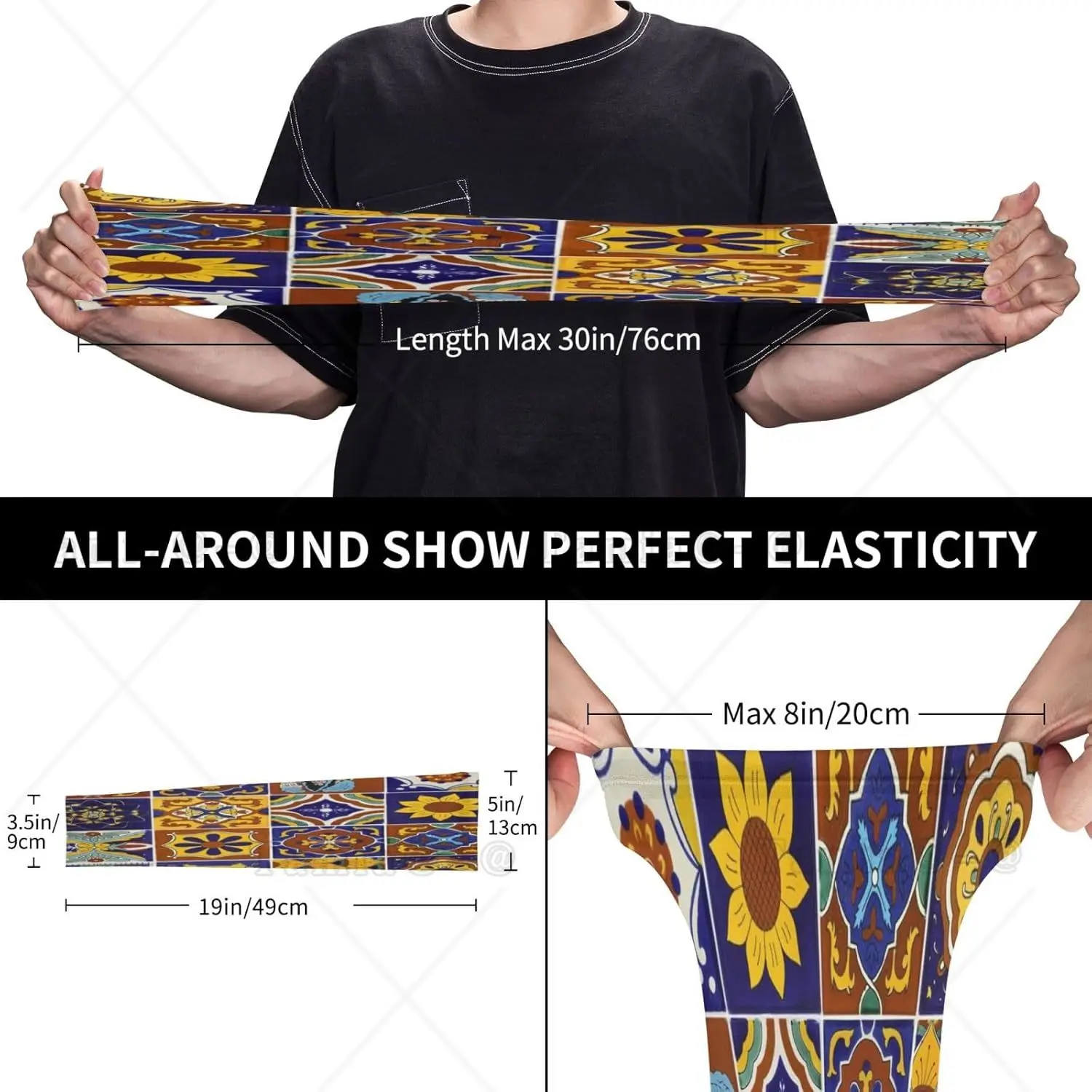 Mexican Talavera Tile Placemats Arm Sleeves Uv Protection Sun Unisex Sport Ice Silk Sleeves