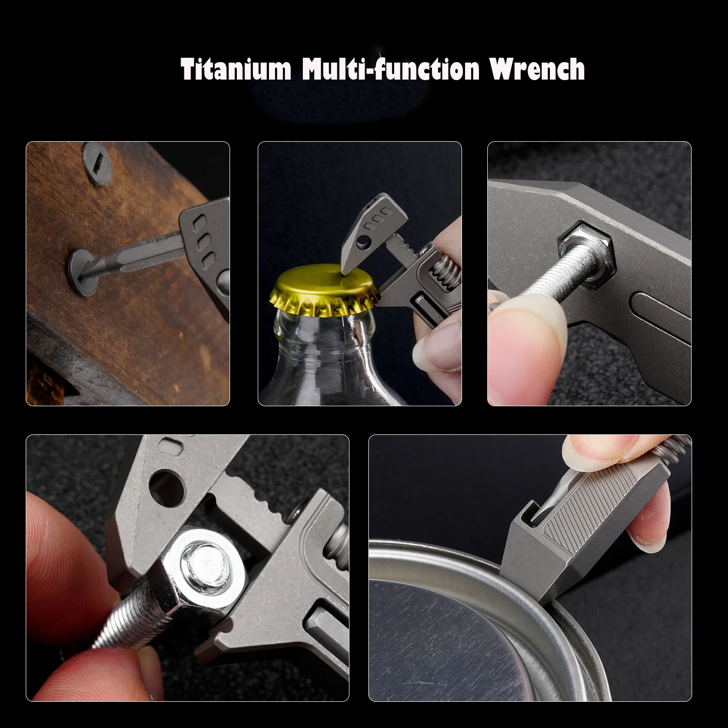 Aircraft Grade Titanium Alloy Multi-function 10in1 Wrench Bottle Opener Surgical Knife Screwdriver Ruler Outdoor Portable Tool