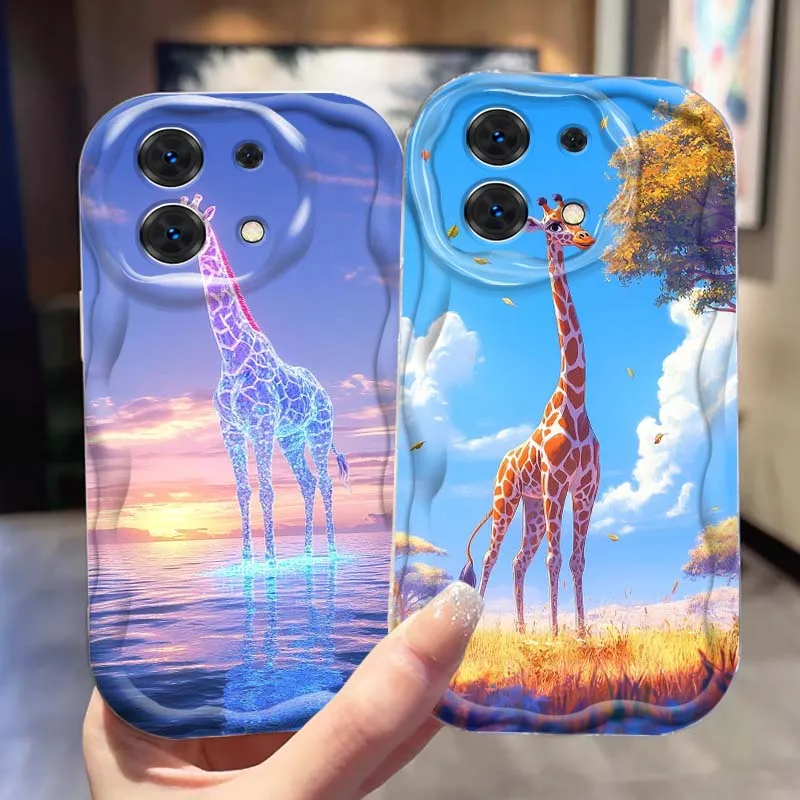

Giraffe Art Popular Cartoon For Xiaomi Redmi Note 15 14 13 12 12S 11 10 9 8 Pro Plus 4G 5G Wave Oil Cover Soft Phone Case