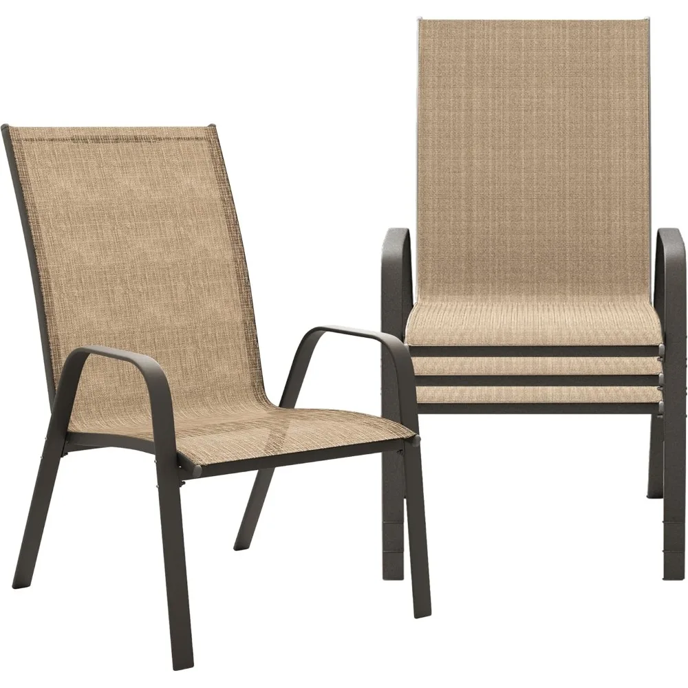 

Patio Dining Chairs Set of 4, Outdoor Stackable Dining Furniture Set, All Weather Dining Set for Lawn, Garden, Backyard, Poolsi