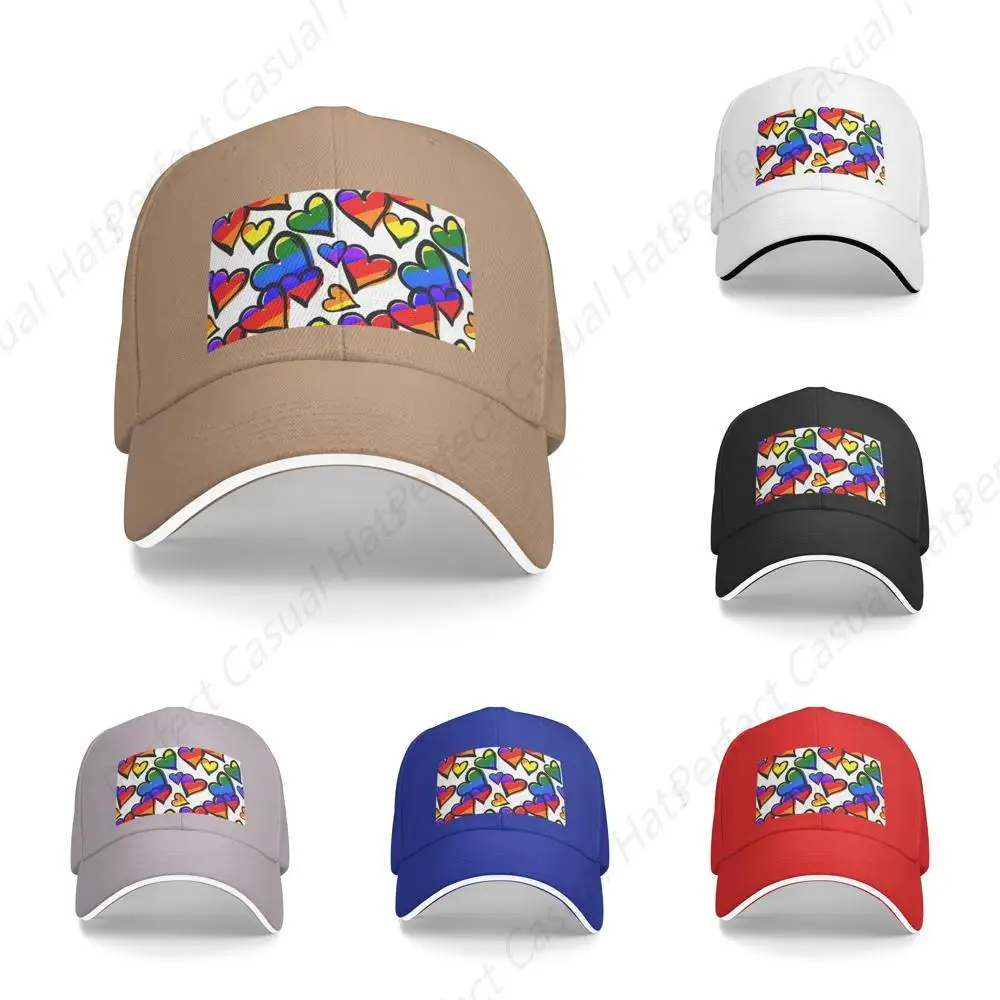 Hot-Selling Vintage Art Colorful Heart Printing Caps Peaked Caps Trucker Hat Men Women Outdoor Sport Travel Sun Visor