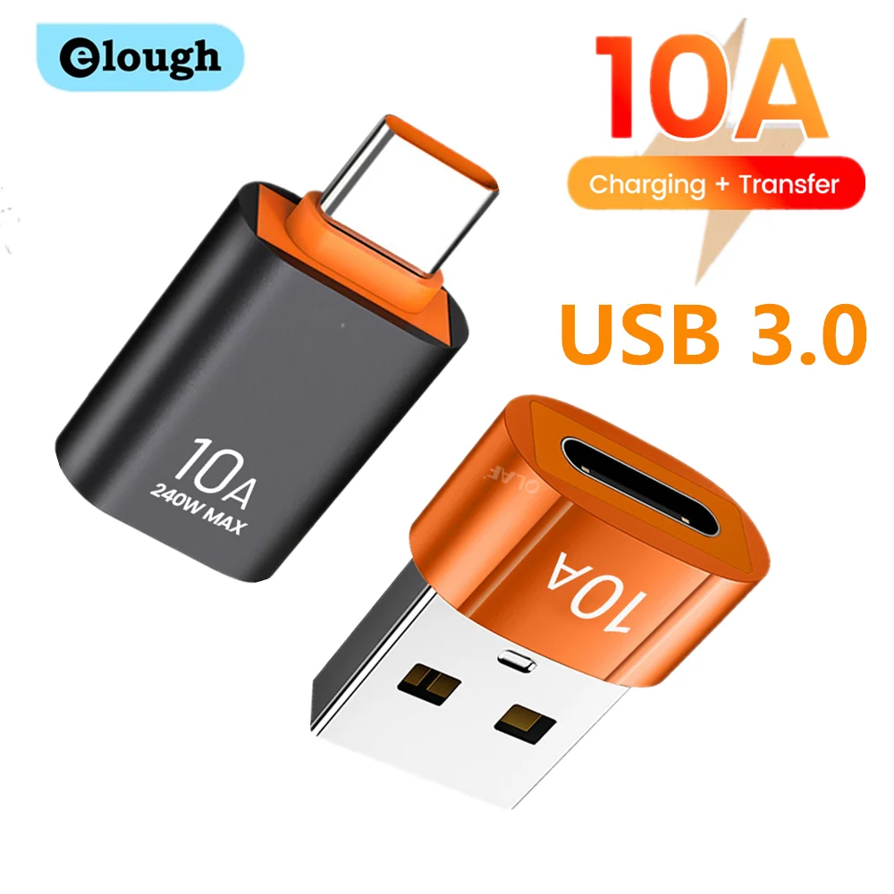 Elough 10A OTG USB 3.0 do Type C Adapter USB C męski do USB żeński Konwerter Szybkie ładowanie OTG do Macbook Laptop Xiaomi Samsung