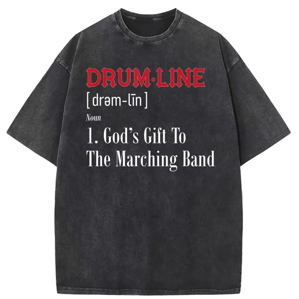 Drumline Definition Shirt For Percussion Players T Shirt Washed Vintage Autumn Men Novelty Sportswears Oversized