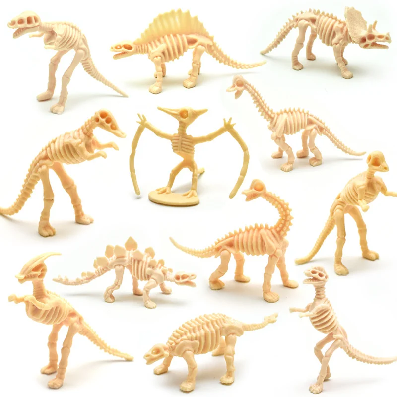 12Pcs Simulation Dinosaurs Toys Fossil Skeleton Mini Dinosaur Model Tyrannosaurus Rex Action Figure Kids Educational Toys Gifts