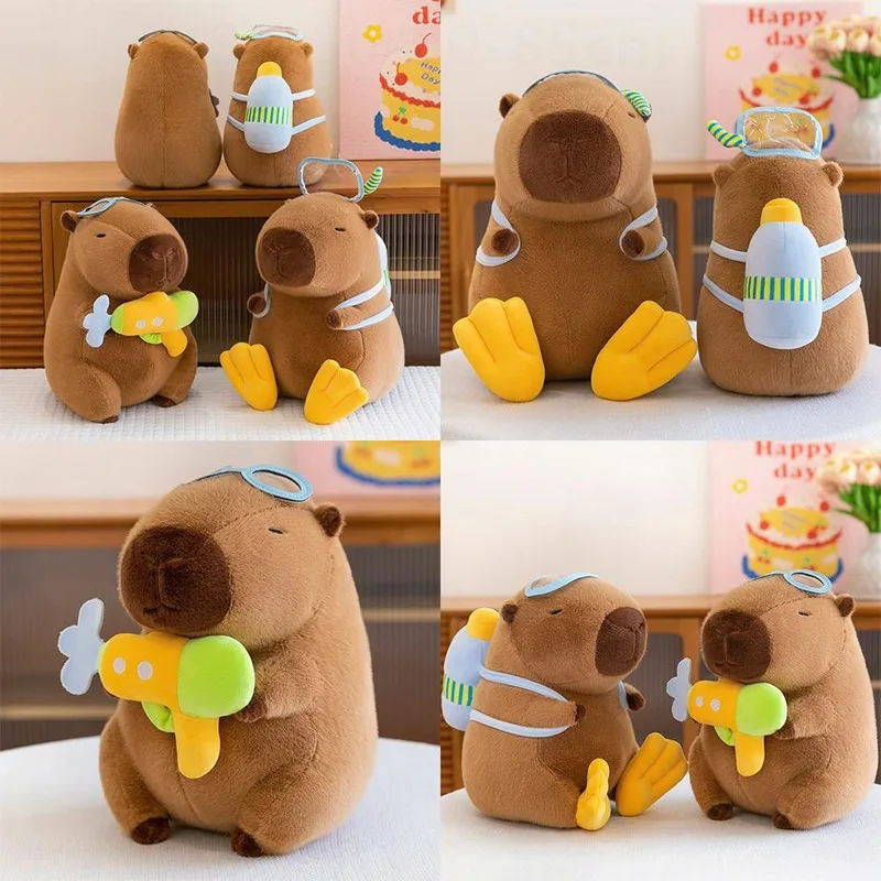 Kawaii Capybara Plush Toy Cute Capybara with Turtle Backpack Stuffed Animal Funny Ugly Cuteness Doll for Kids Birthday Gift