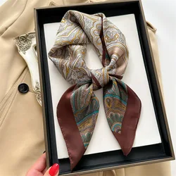 Europe America Retro 70*70cm Silk Square Scarf Women Bind Hair Tie Bag Hairband Neckerchief Headband Foulard Ribbon Girl Hijab