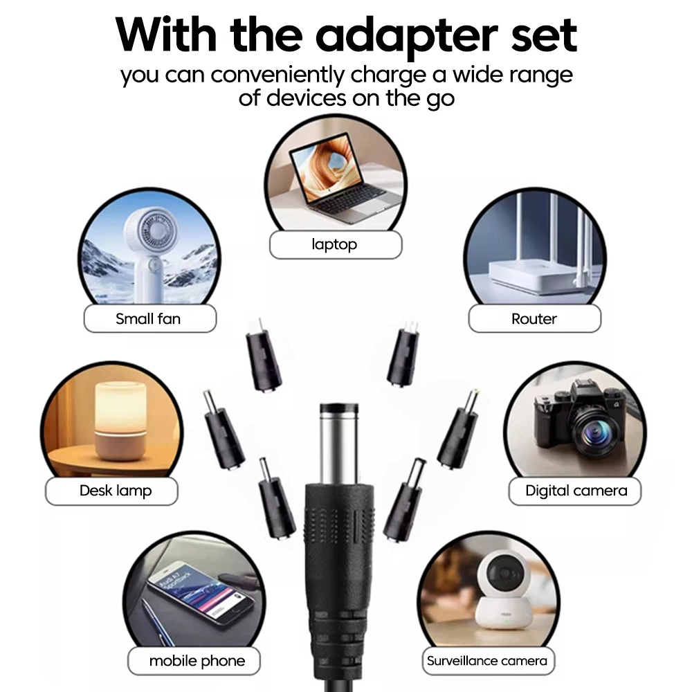 Type C to DC 5.5mm Connector Boost Cable 3A Fast Charging USB C to DC 5/9/12/15/20V Power Cable for Charger Power Bank Laptop