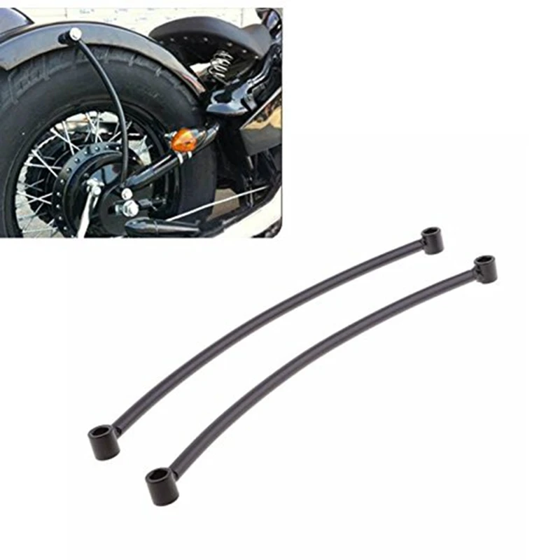 Pair Rear Fender Rail Support Bracket Mount Holder for Harley Cruiser Cafe Bobber - Black