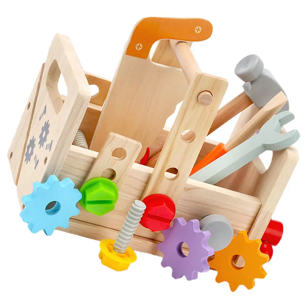 

1Set Kids Toolbox Educational Construction Tools Set Improve Cognitive Hands on Ability Turn Screw Nuts Wrench Hammer