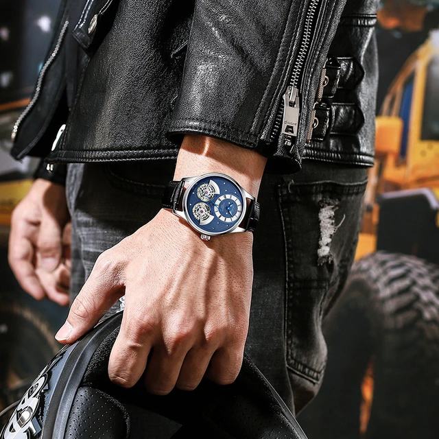 AILANG Luxury Brand Double Pendulum Hollow Tourbillon Men s Automatic Mechanical Watch Deep Waterproof Leather Business Watch AliExpress