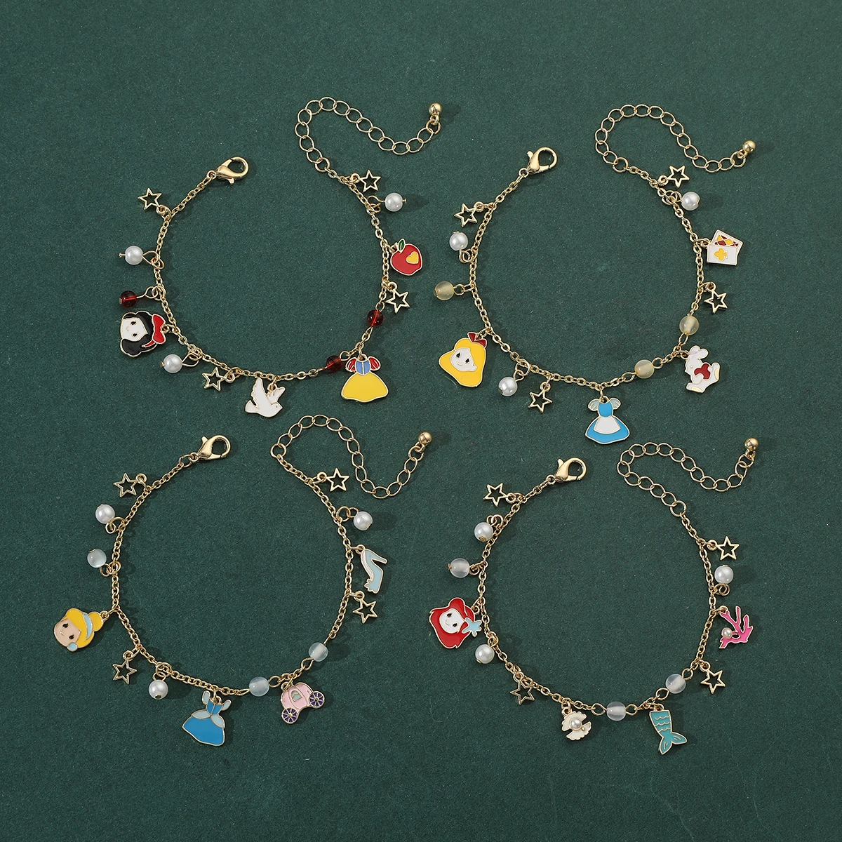 Four new summer bracelets from fairy tales of Snow White and Cinderella, suitable for giving to girlfriends and friends during f