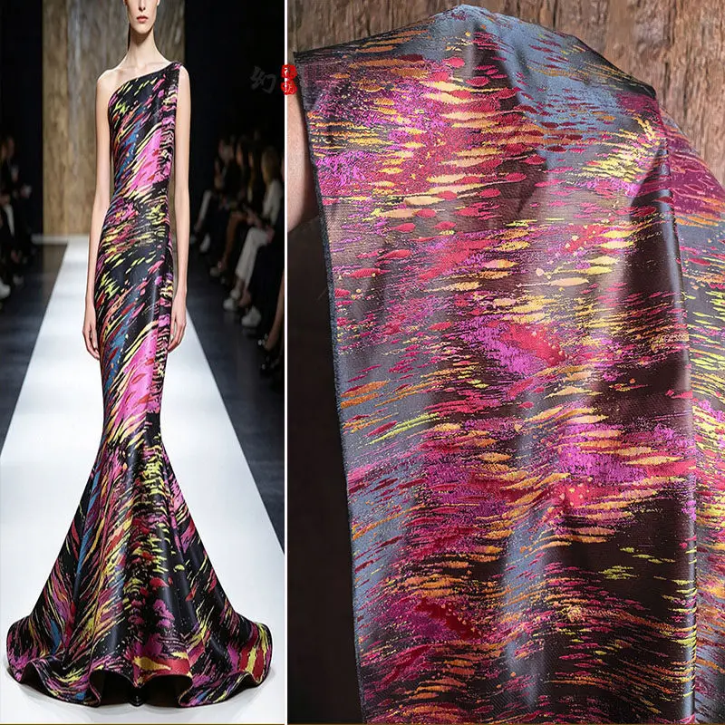 

Dyeing Jacquard Brocade Fabric for Decorative Handmade Dresses Suits Jackets Designer Apparel Diy Sewing Fabrics By Meter Cloth