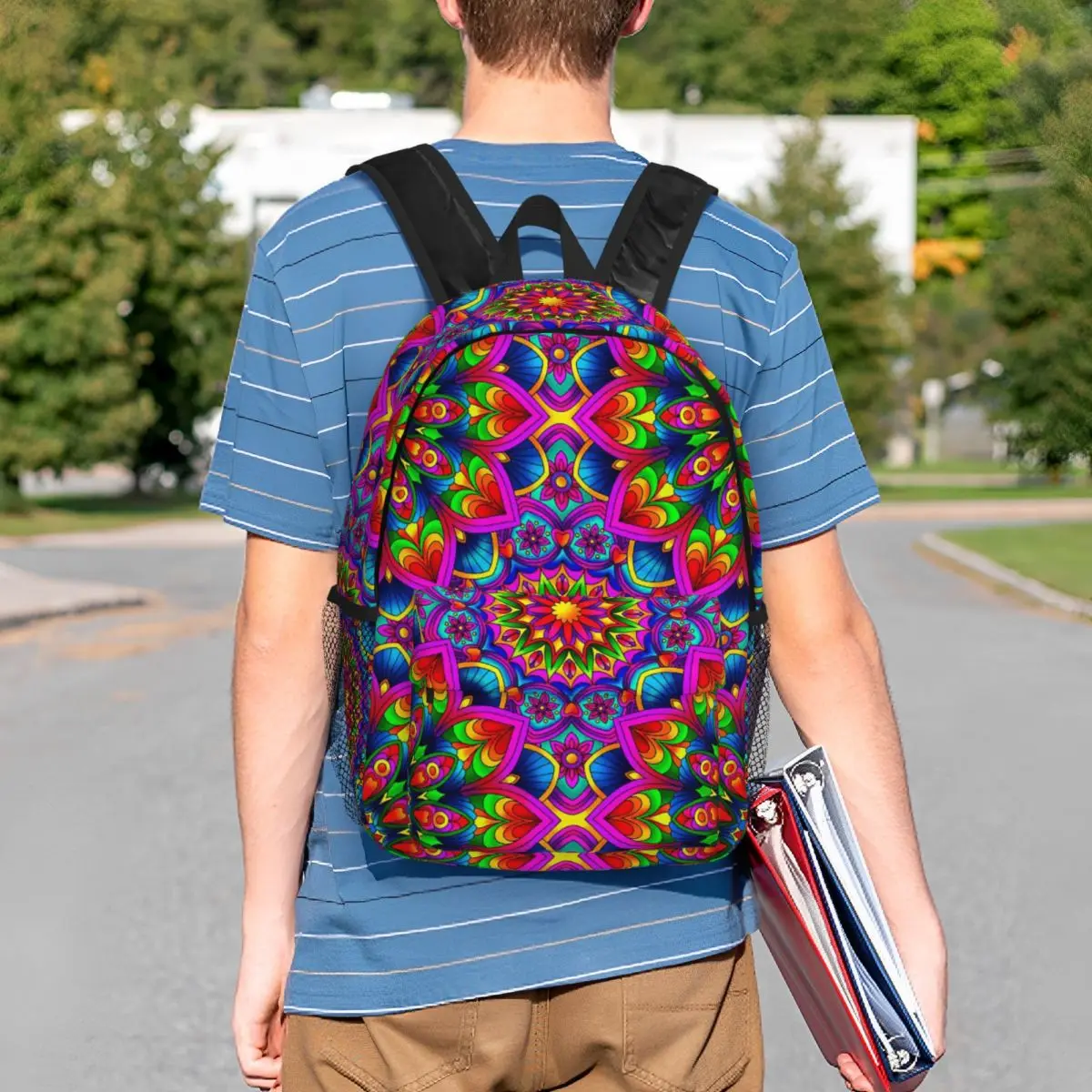 Psychedelic Summer Color Mandala Print Backpack Student Boys Girls BookBag Men Women School Bag Laptop Shoulder Bags