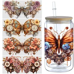 5 sheets Steampunk sea UV DTF cup holder 16 oz, DTF cup holder transfer glass, waterproof stickers, friction transfer stickers