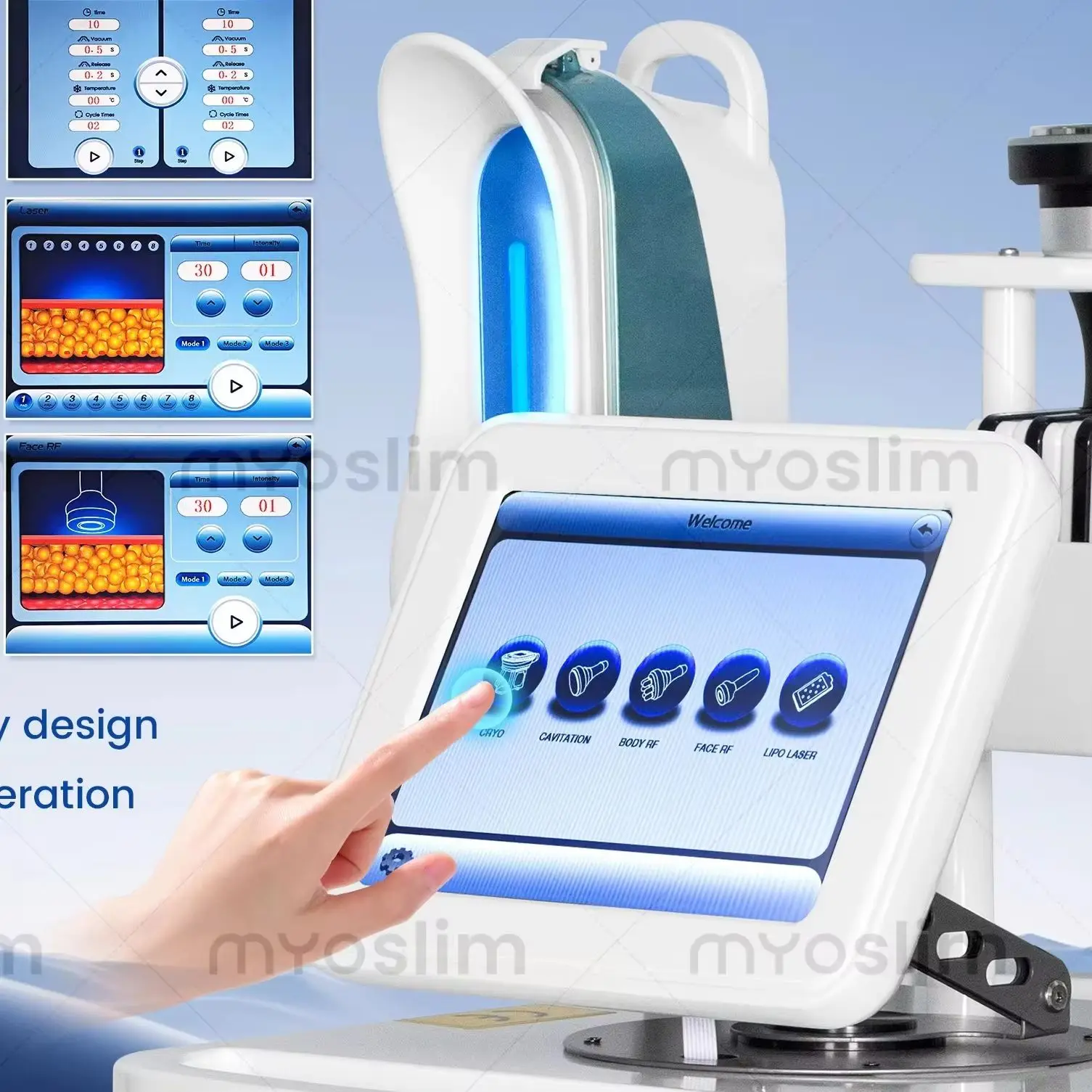 Multifunctional 360° Fat Freezing Machine Cooling Handles Cavitation RF For Body Slimming Skin Tightening