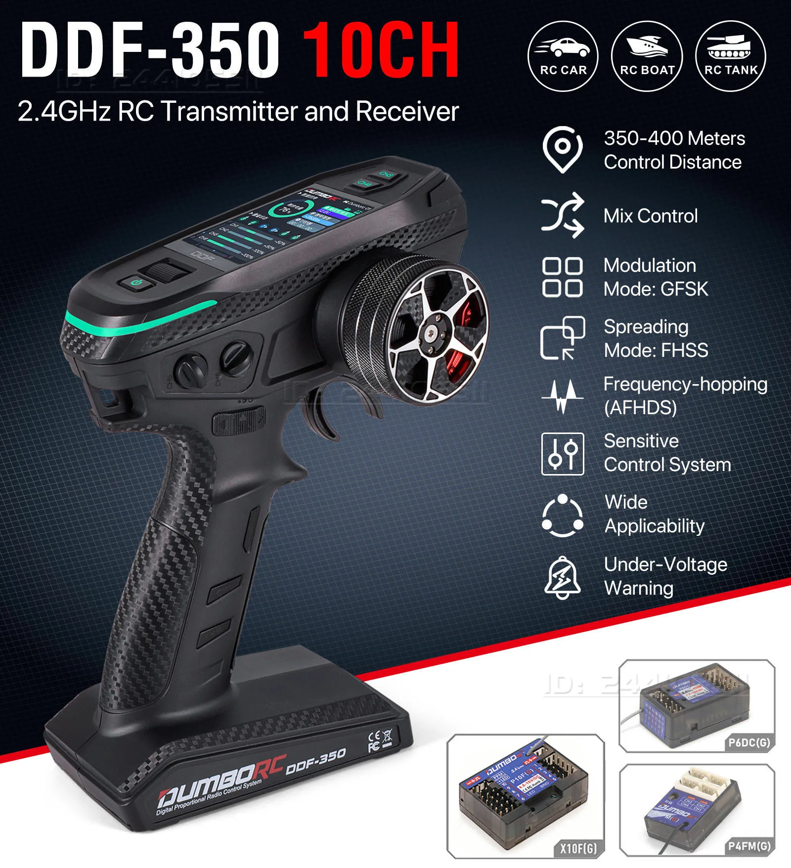 DUMBORC DDF-350 10CH RC リモコン 2.4 グラムデジタルラジオ送信機